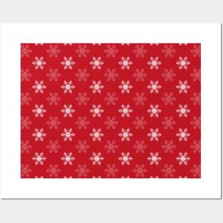 Snowflake Pattern | Red and White | Posters and Art